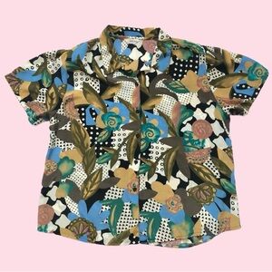 Vintage Over Star Abstract AOP Floral Short Sleeve Button Down Unisex